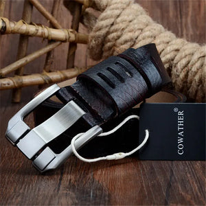 Ceinture pour homme en cuir effet marbré et boucle rectangulaire design