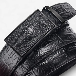 Ceinture pour homme en cuir noire avec relief texturé crocodile