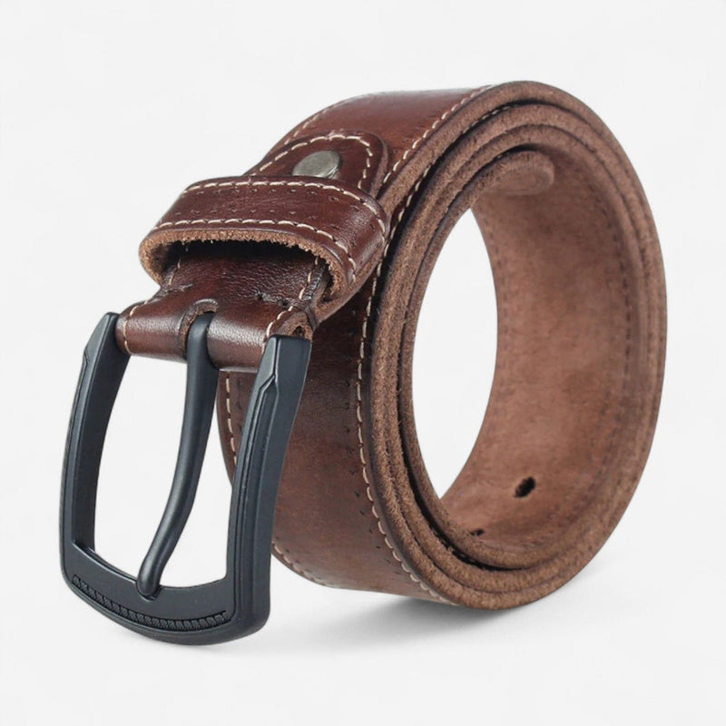 Ceinture pour homme en cuir robuste avec coutures contrastées