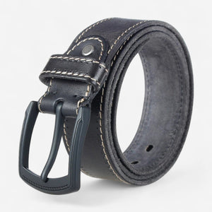 Ceinture pour homme en cuir robuste avec coutures contrastées