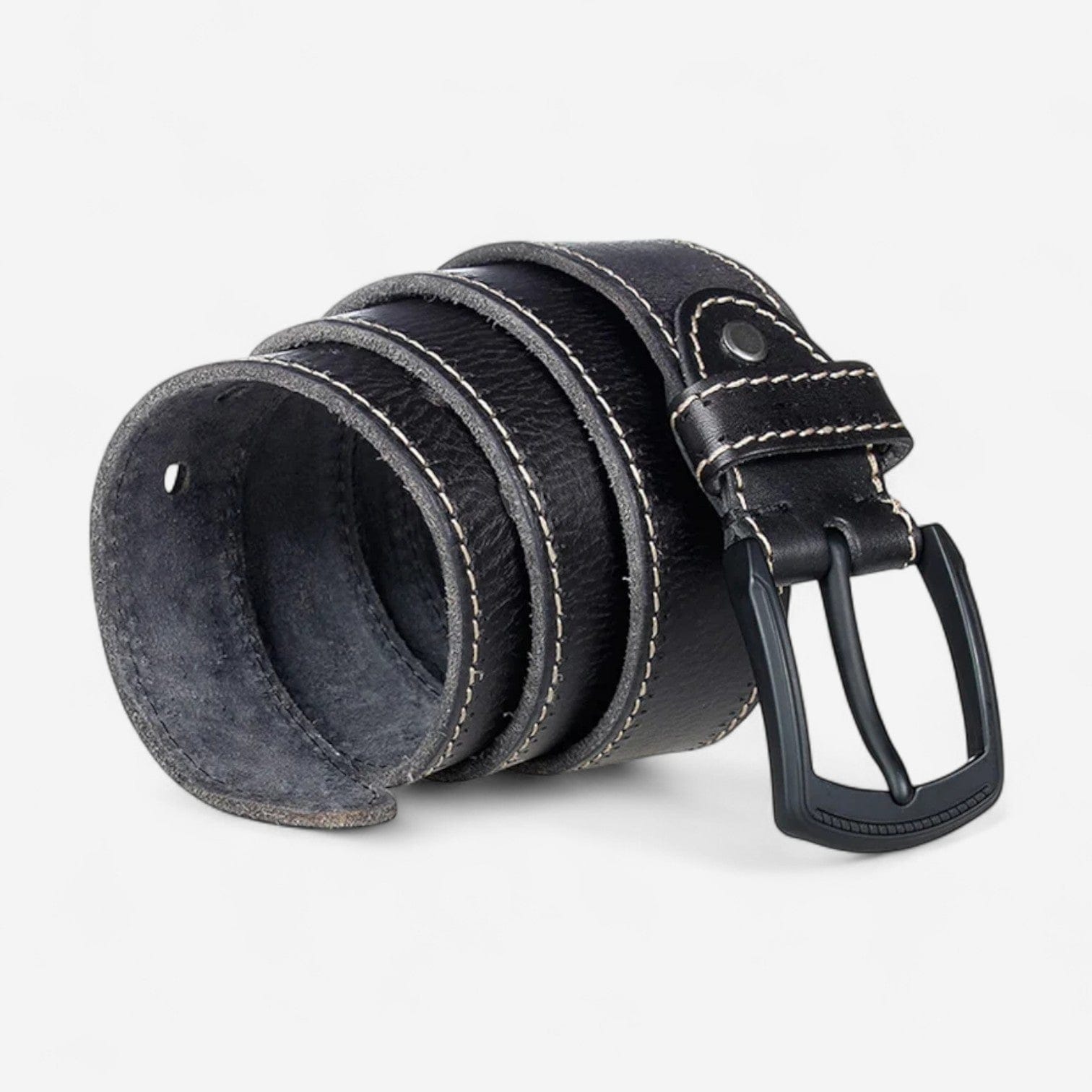 Ceinture pour homme en cuir robuste avec coutures contrastées