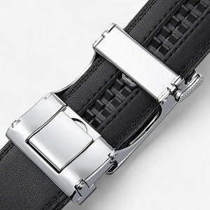 Ceinture pour homme en cuir automatique avec surpiqûres discrètes