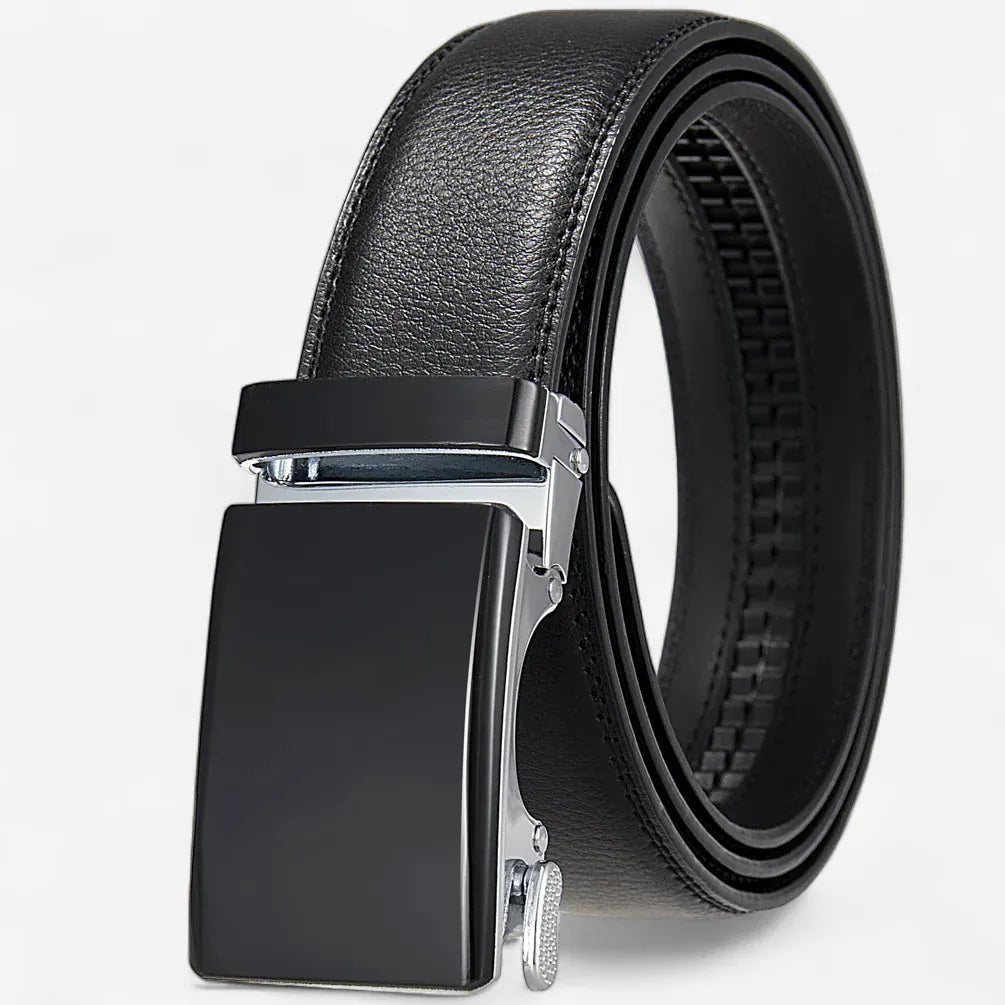Ceinture pour homme en cuir automatique avec surpiqûres discrètes