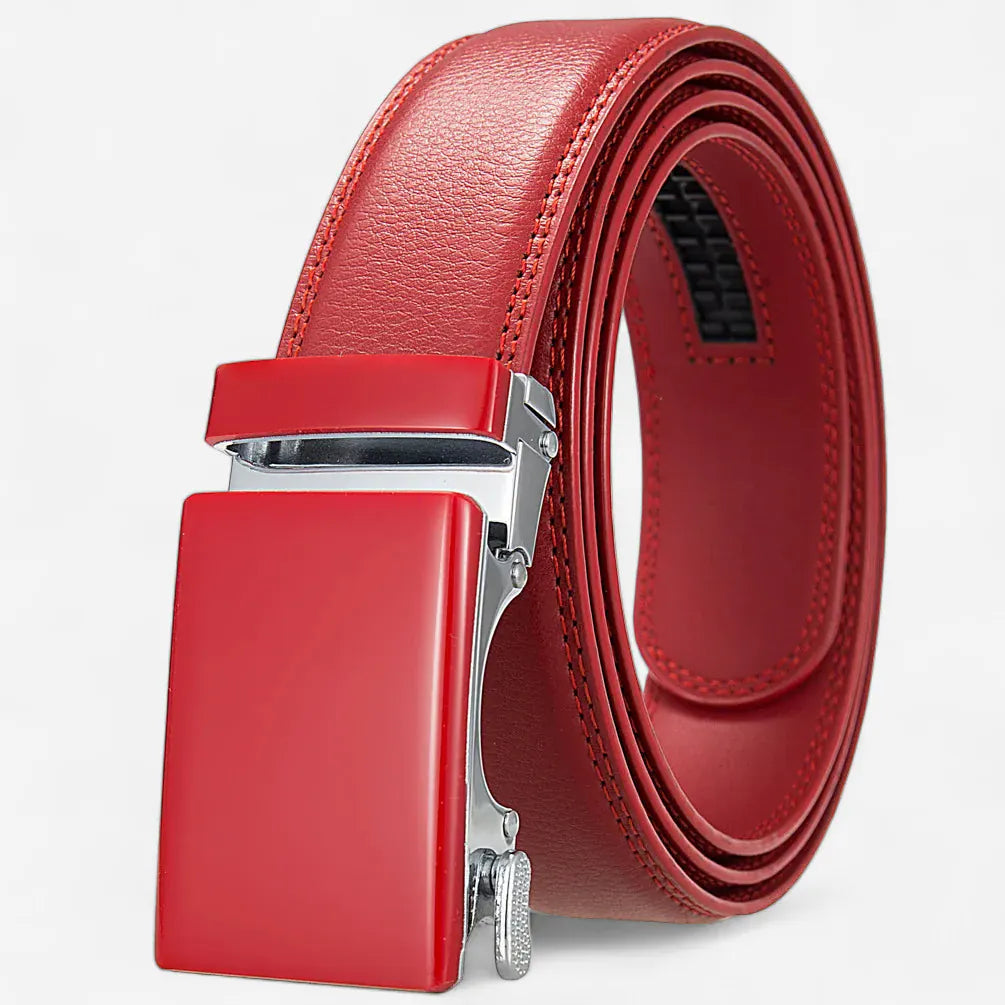 Ceinture pour homme en cuir automatique avec surpiqûres discrètes