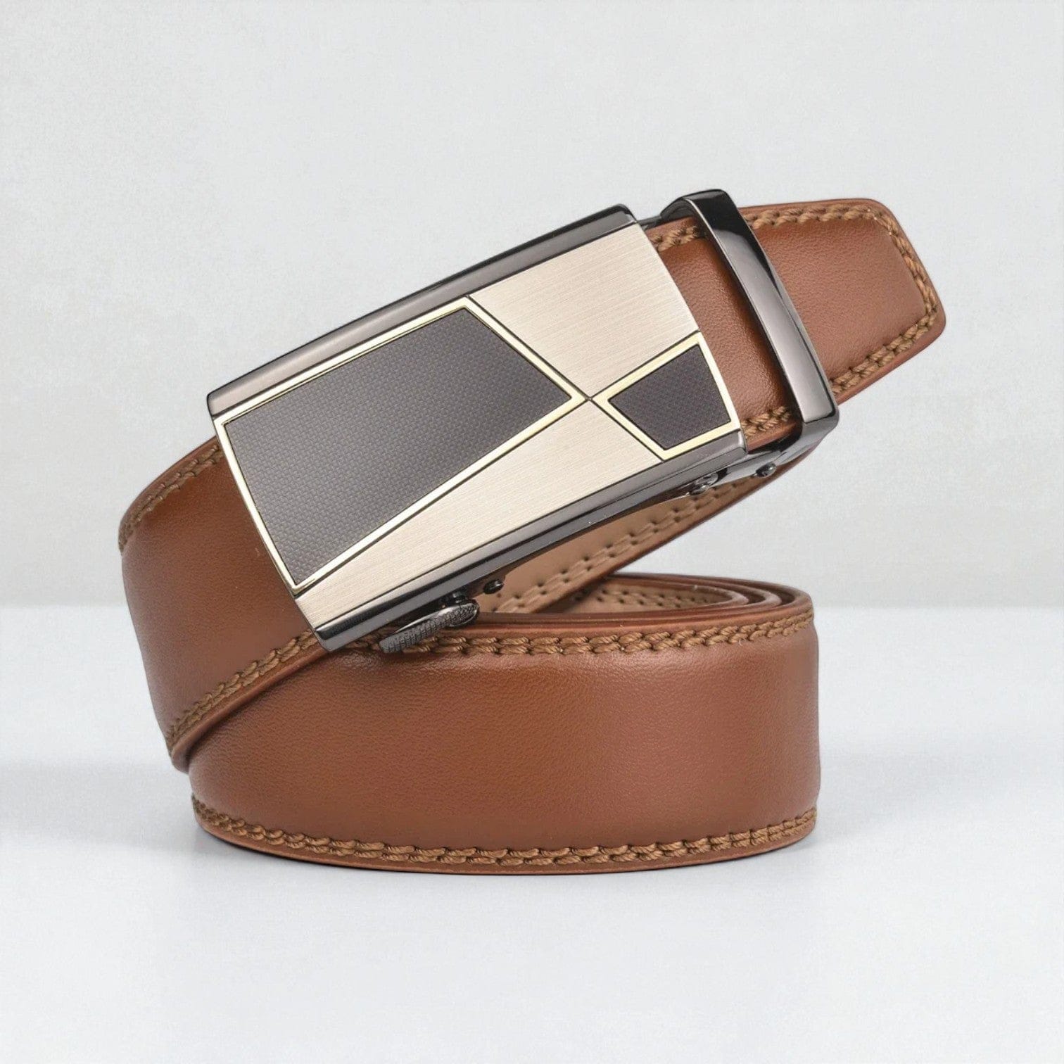 Ceinture pour homme en cuir automatique au design géométrique