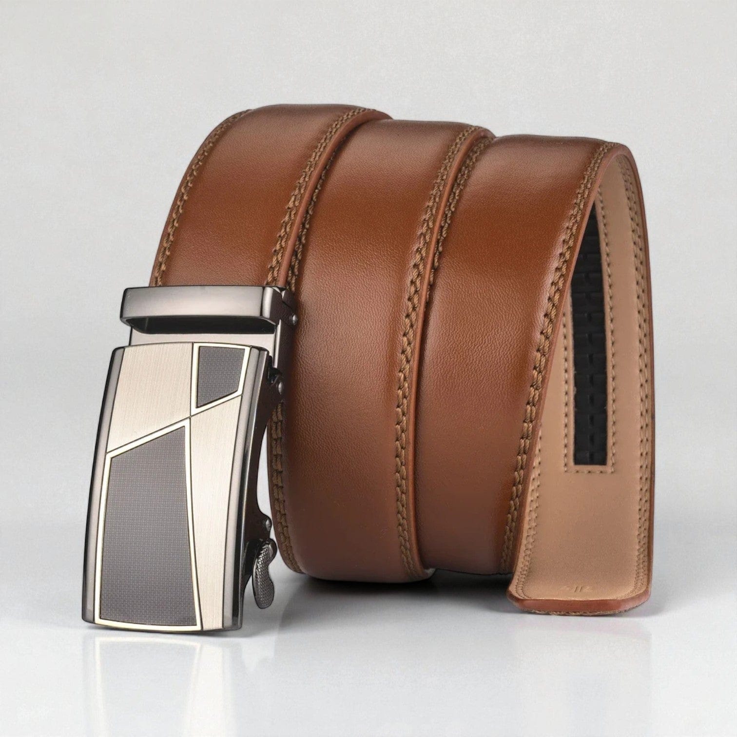 Ceinture pour homme en cuir automatique au design géométrique