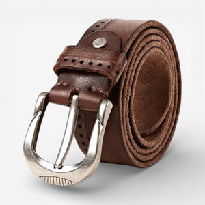 Ceinture pour homme en cuir vintage avec boucle arrondie