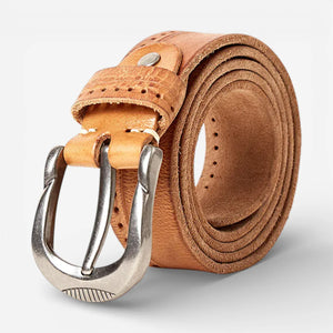 Ceinture pour homme en cuir vintage avec boucle arrondie