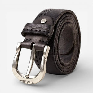 Ceinture pour homme en cuir vintage avec boucle arrondie