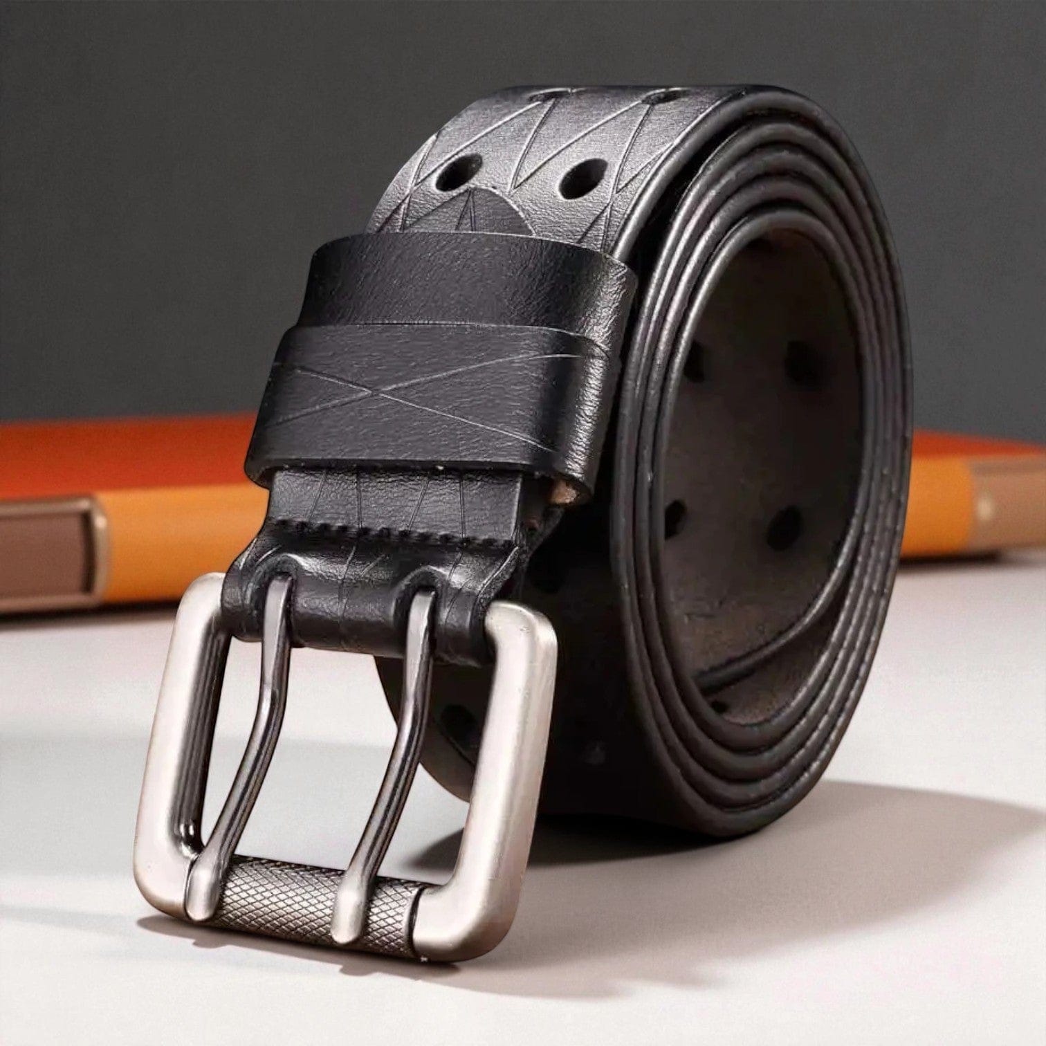 Ceinture pour homme en cuir texturée avec finition brossée élégante