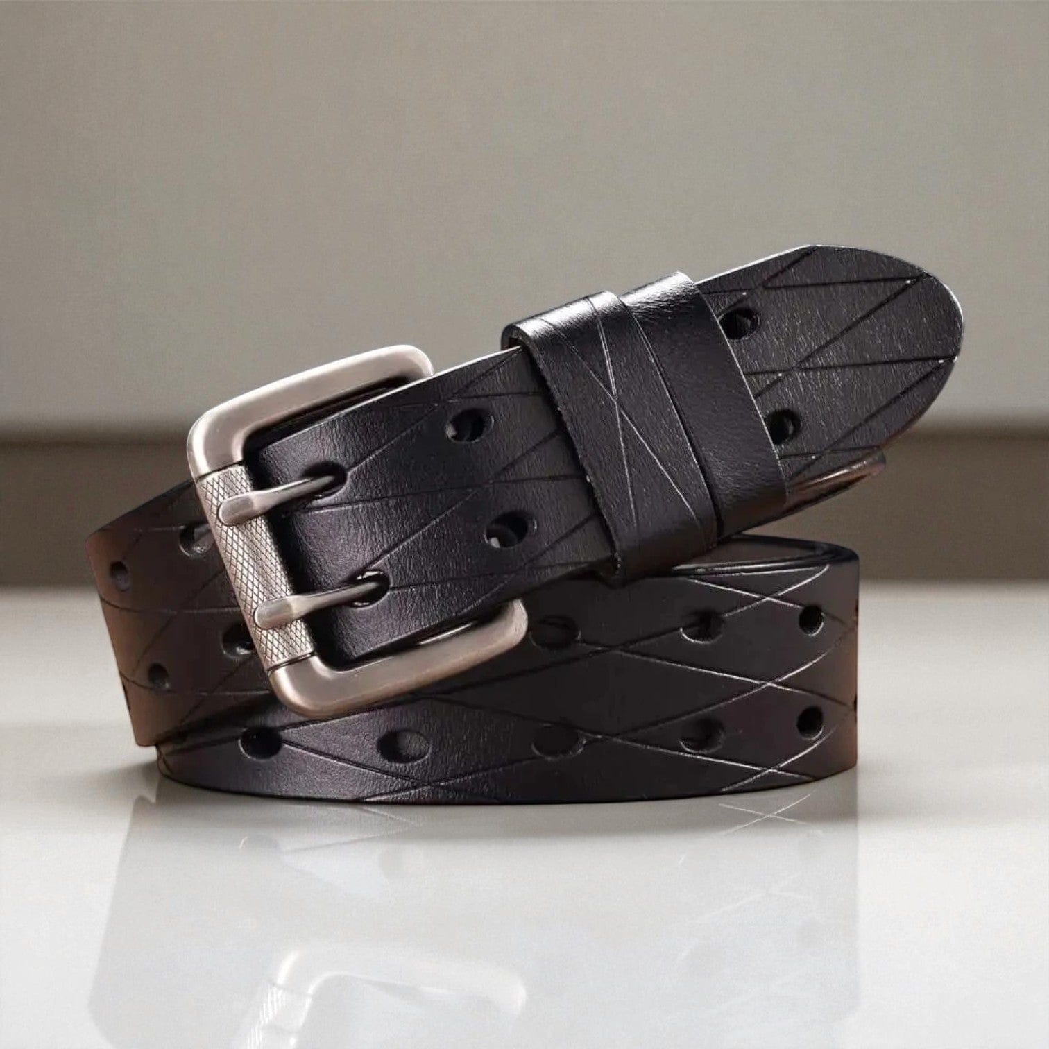 Ceinture pour homme en cuir texturée avec finition brossée élégante