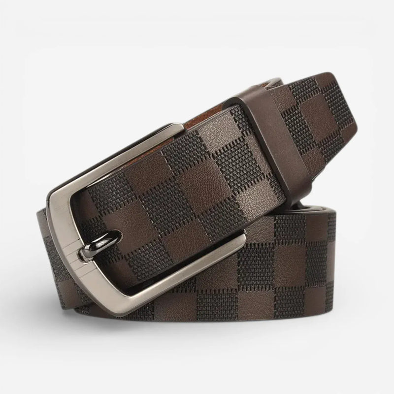Ceinture pour homme en cuir avec lanière damier embossé