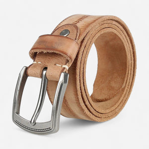 Ceinture en cuir pleine fleur homme avec boucle brossée