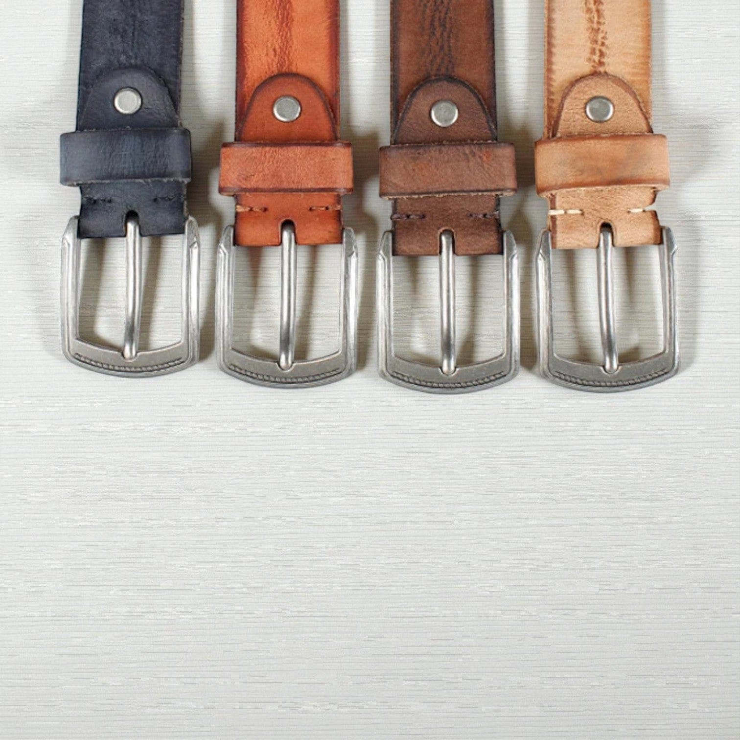 Ceinture en cuir pleine fleur homme avec boucle brossée