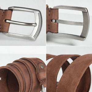 Ceinture en cuir pleine fleur homme avec boucle brossée