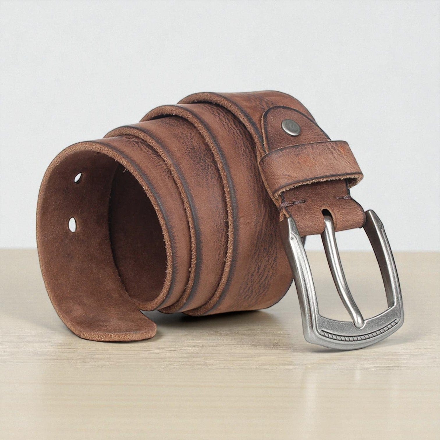 Ceinture en cuir pleine fleur homme avec boucle brossée