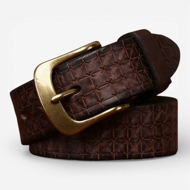 Ceinture pour homme en cuir texturé avec effet vieilli