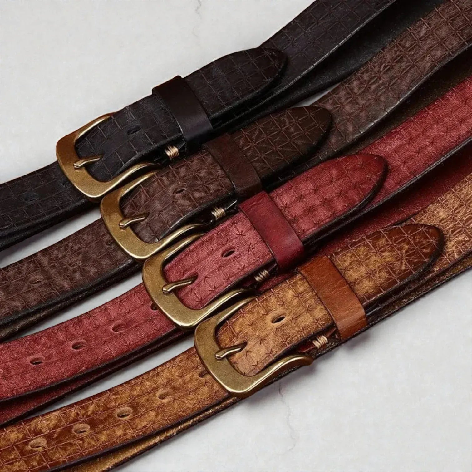 Ceinture pour homme en cuir texturé avec effet vieilli