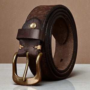 Ceinture pour homme en cuir texturé avec effet vieilli