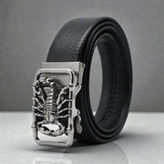Ceinture pour homme cuir noir avec boucle scorpion