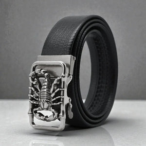 Ceinture pour homme cuir noir avec boucle scorpion