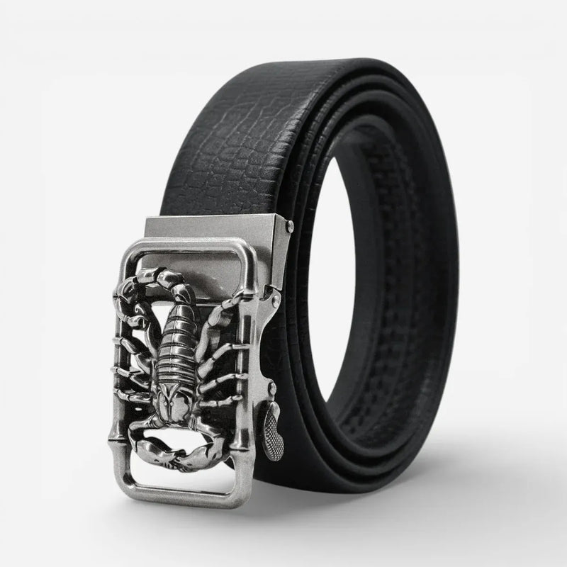 Ceinture pour homme cuir noir avec boucle scorpion