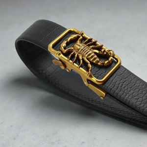 Ceinture pour homme cuir noir avec boucle scorpion