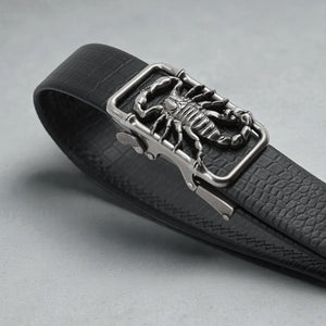 Ceinture pour homme cuir noir avec boucle scorpion