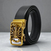 Ceinture pour homme cuir noir avec boucle scorpion