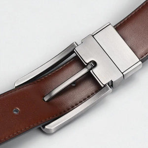Ceinture pour homme en cuir noire avec intérieur brun cognac
