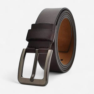 Ceinture cuir noire homme avec bords lissés et coutures dicrètes