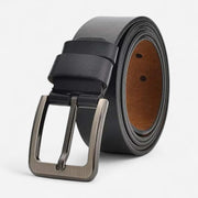 Ceinture cuir noire homme avec bords lissés et coutures dicrètes