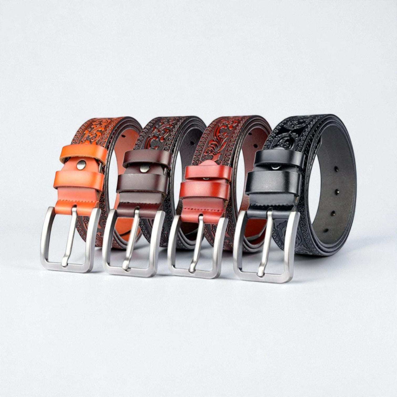 Ceinture pour homme en cuir sculpté avec détails uniques