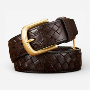 Ceinture tressée en cuir homme avec surpiqûres