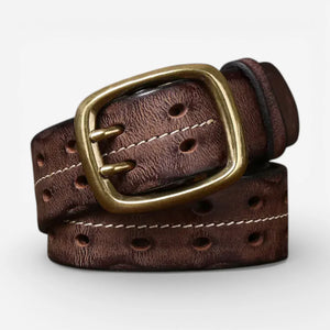 Ceinture cuir vintage homme double ardillon et style authentique