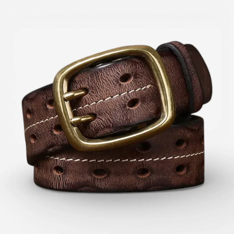 Ceinture cuir vintage homme double ardillon et style authentique