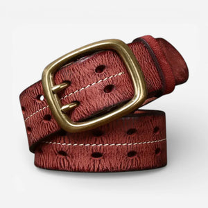 Ceinture cuir vintage homme double ardillon et style authentique