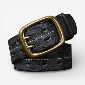 Ceinture cuir vintage homme double ardillon et style authentique