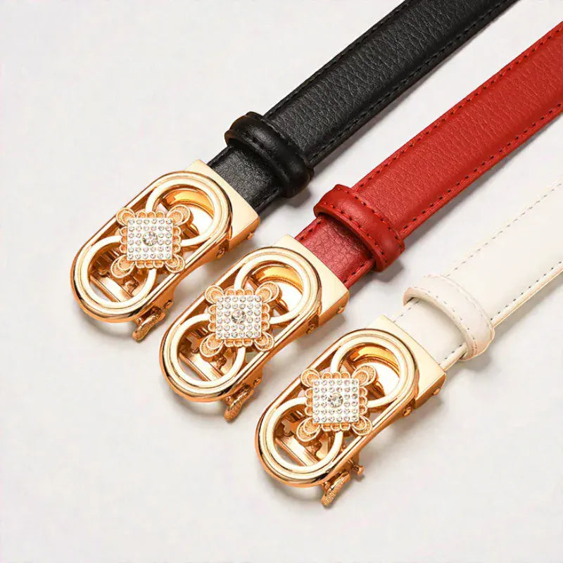 Ceinture pour femme cœur doré boucle automatique