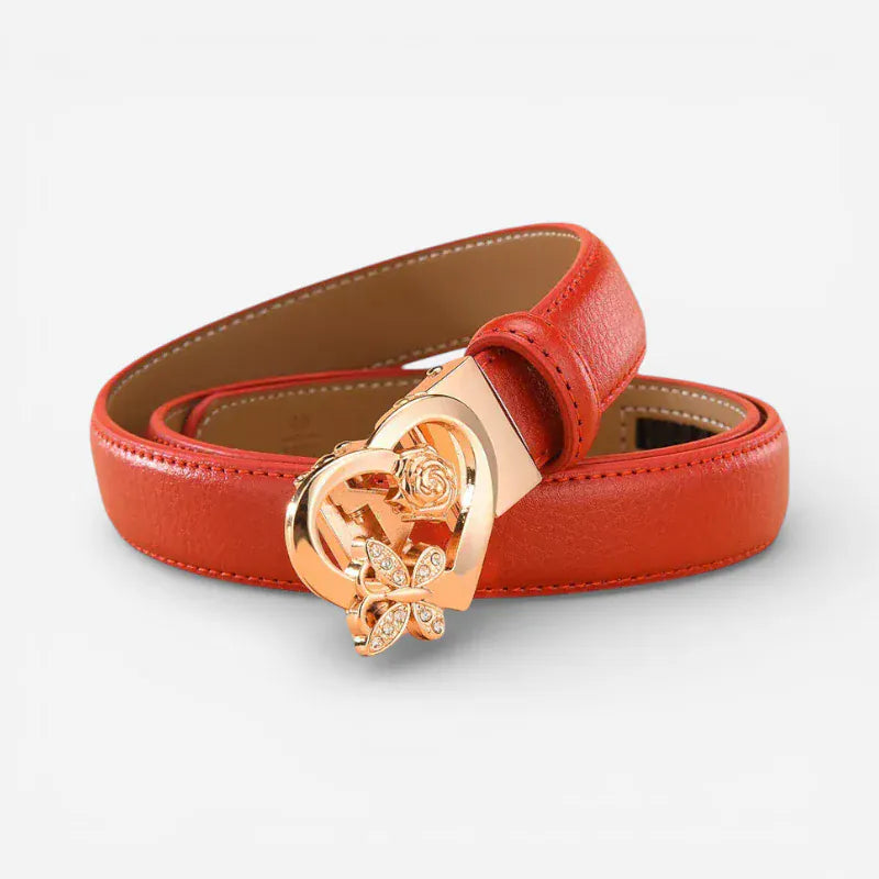 Ceinture pour femme cœur doré boucle automatique