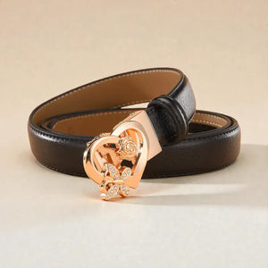 Ceinture pour femme cœur doré boucle automatique