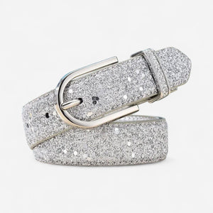 Ceinture pour femme dorée texture pailletée avec boucle ovale