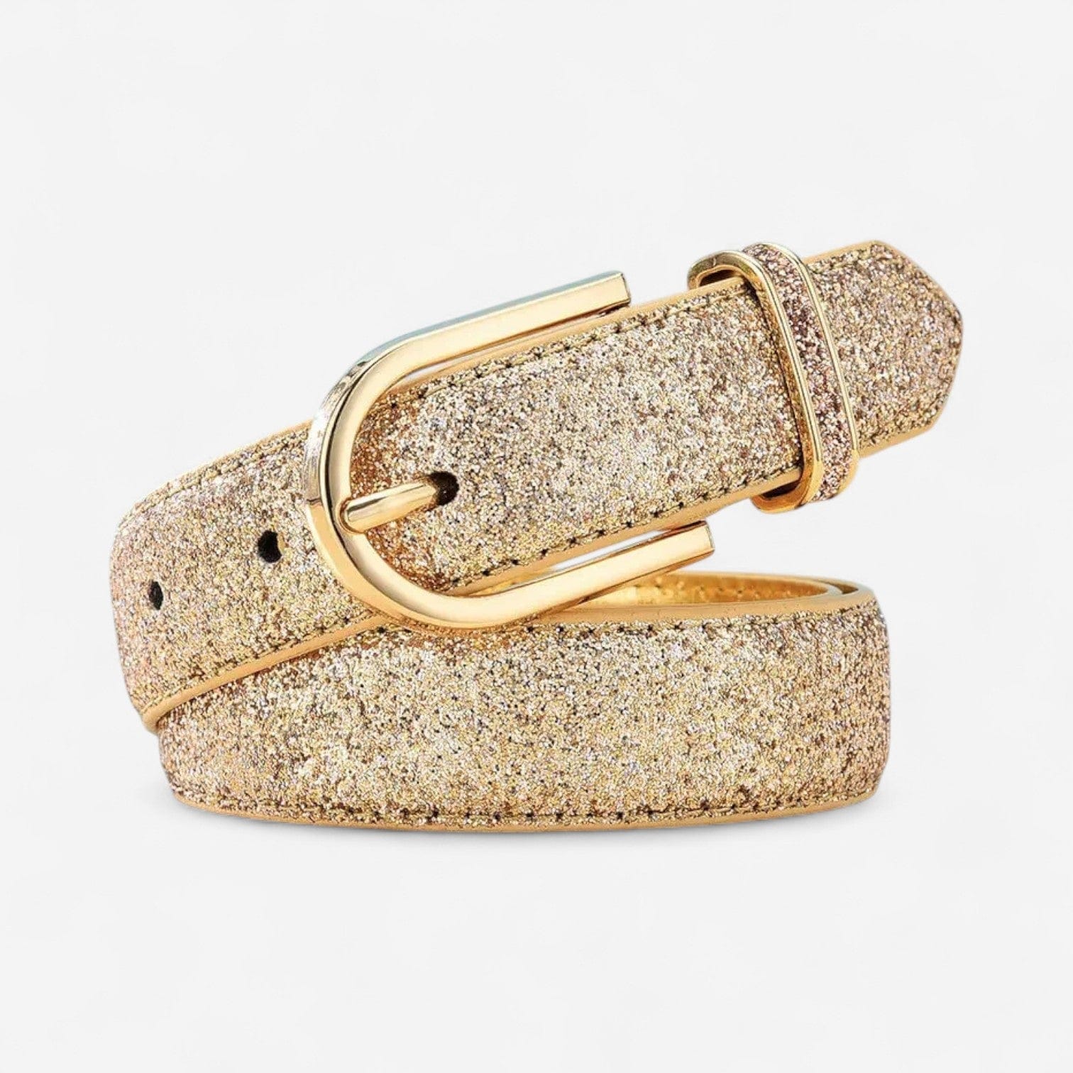 Ceinture pour femme dorée texture pailletée avec boucle ovale