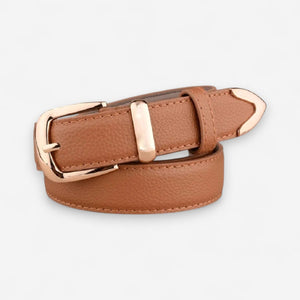 Ceinture pour femme grainée avec boucle dorée et style chic