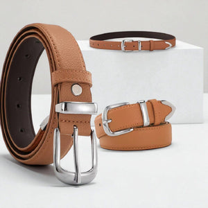 Ceinture pour femme grainée avec boucle dorée et style chic