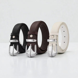 Ceinture pour femme grainée avec boucle dorée et style chic
