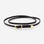 Ceinture tressée fine femme en simili cuir et boucle dorée