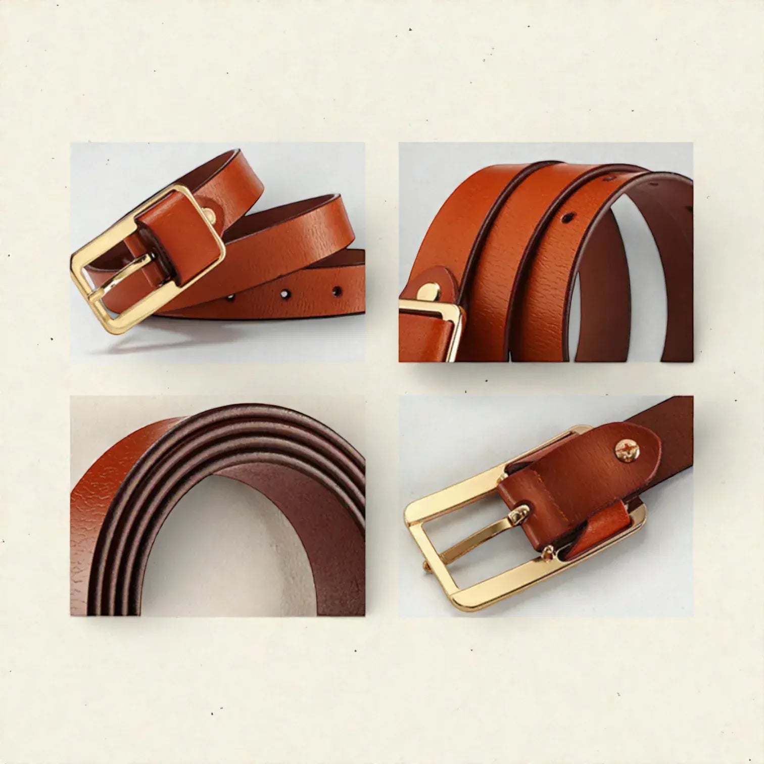 Ceinture fine femme en cuir avec boucle chic