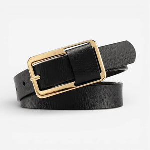 Ceinture fine femme en cuir avec boucle chic