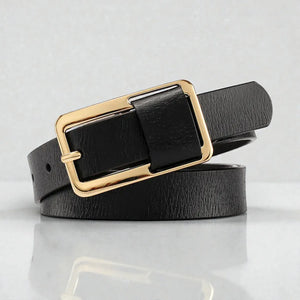 Ceinture fine femme en cuir avec boucle chic